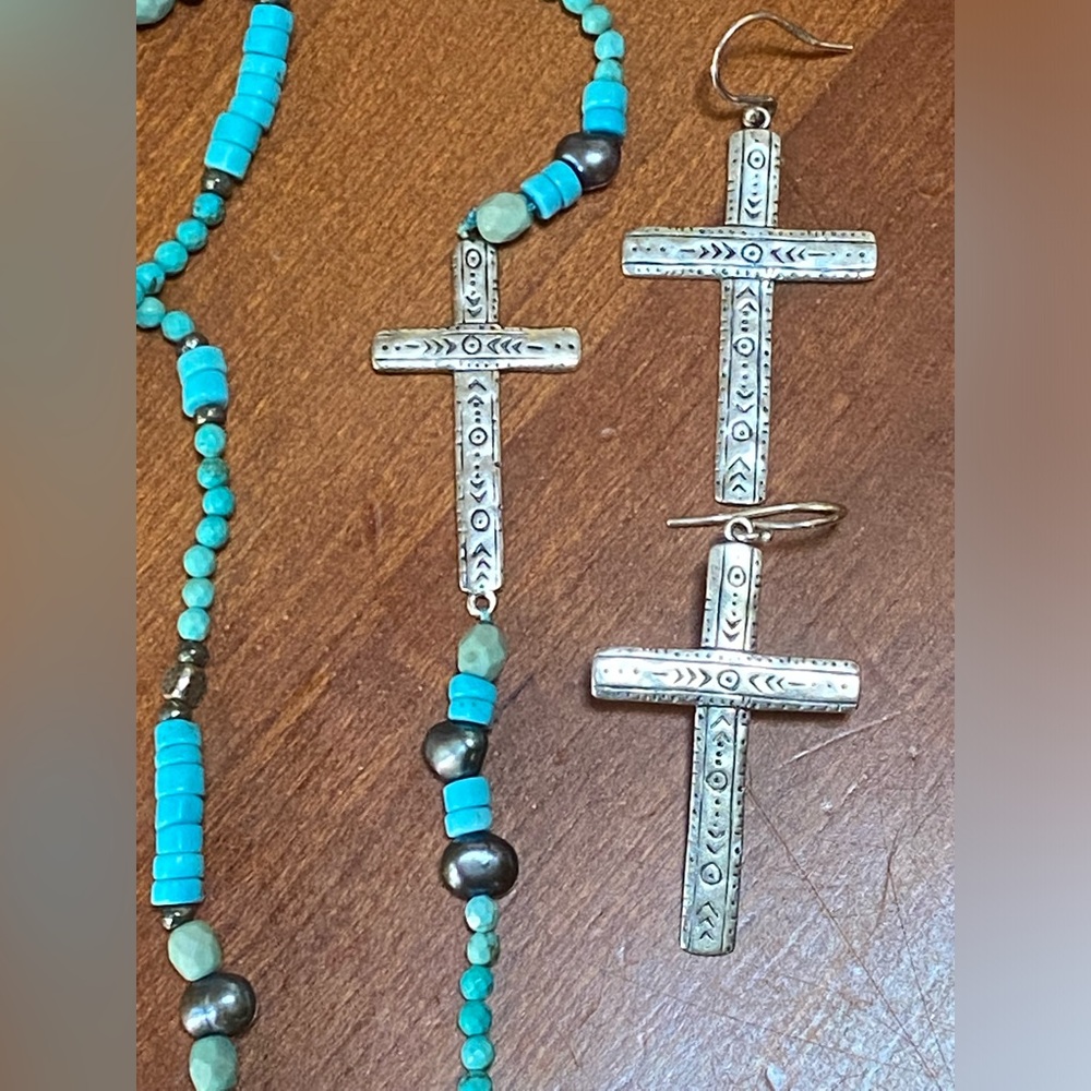 SILPADA-Sterling Silver N3028 Stabilized Turquoise Necklace & Matching earrings